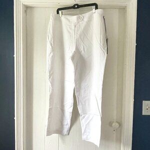 Chicos Linen Blend White Size 3 / XL beach resort Pants Trousers $88 NWT *read*